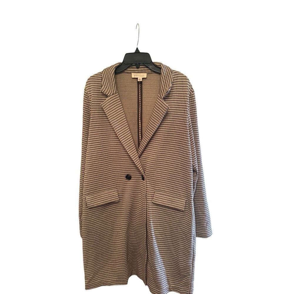 Philosophy Houndstooth Oversized Double Breasted Longline Blazer SZ L jacket